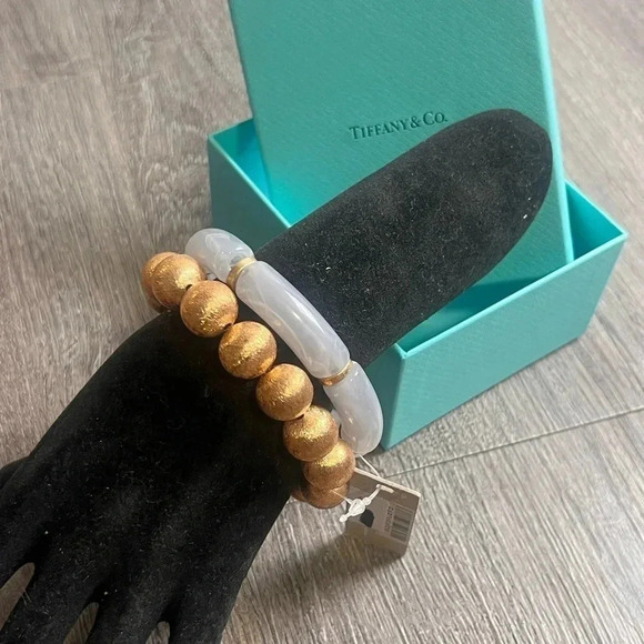 Gray and Gold Stretch Bracelets Set - Picture 3 of 7